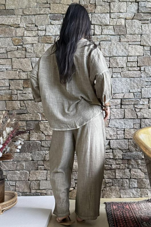 Loom & Thread Pin Tuck Blouse Washed Earth /40=